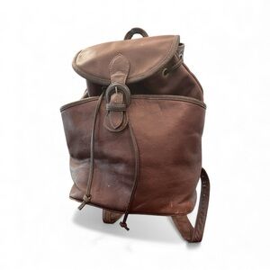 Vintage Boulder Ridge Distressed Brown Leather Unisex Backpack Cowhide Western
